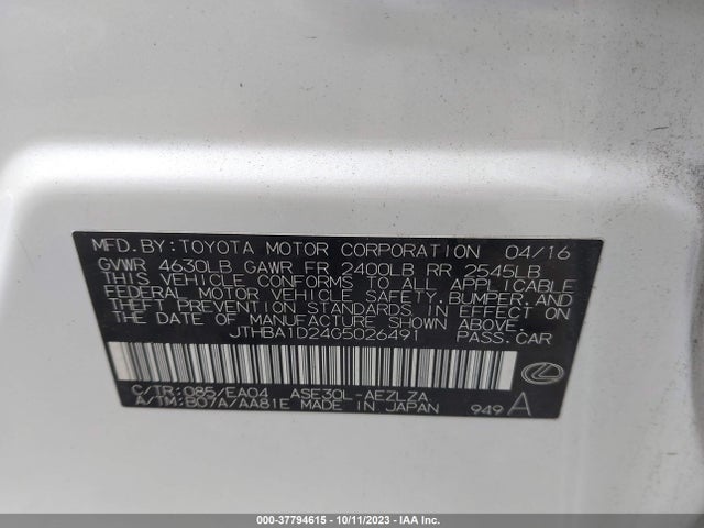 JTHBA1D24G5026491 Lexus IS 200T