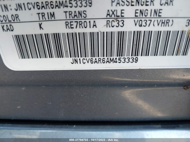 2010 INFINITI G37 SEDAN X VIN: JN1CV6AR6AM453339