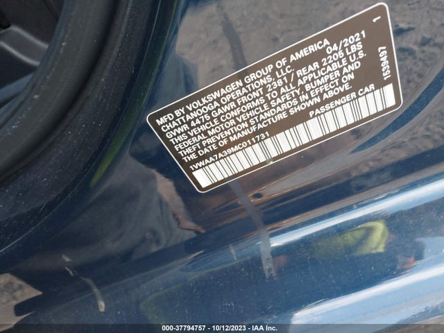 1VWAA7A39MC011731 Volkswagen Passat 2.0t S