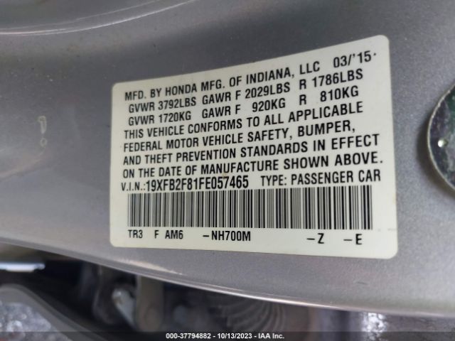 19XFB2F81FE057465 Honda Civic Sedan Ex