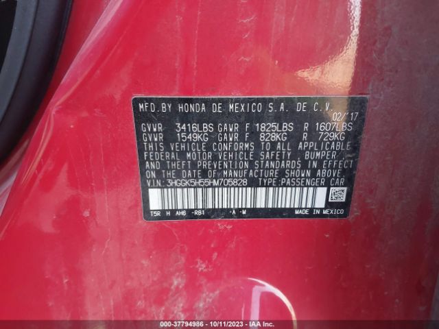 3HGGK5H55HM705828 Honda FIT LX