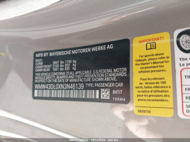 WMW43DL0XN3N46139 Mini Convertible Cooper S