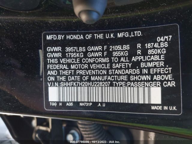 SHHFK7H20HU228207 Honda Civic Hatchback Lx
