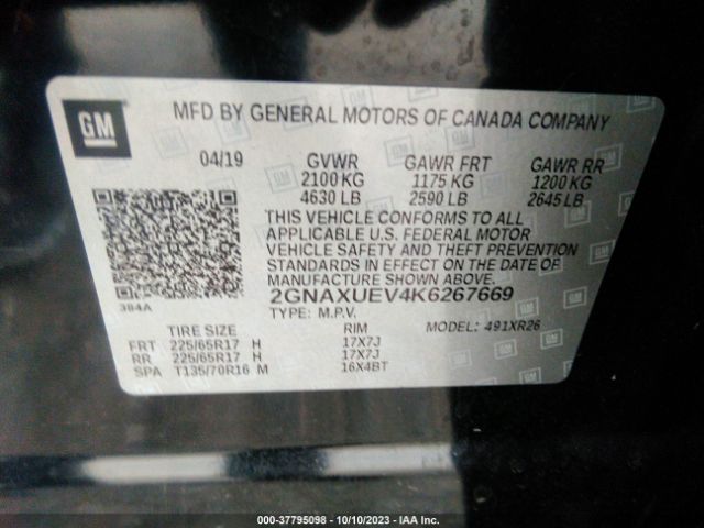 2019 CHEVROLET EQUINOX 2GNAXUEV4K6267669 Photo 8