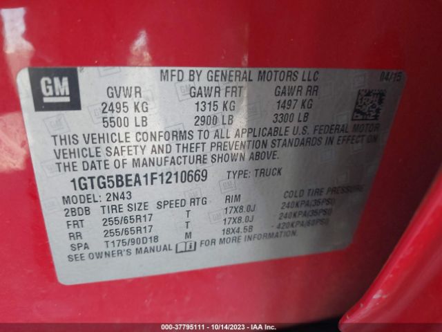 1GTG5BEA1F1210669 GMC Canyon 2wd Sle