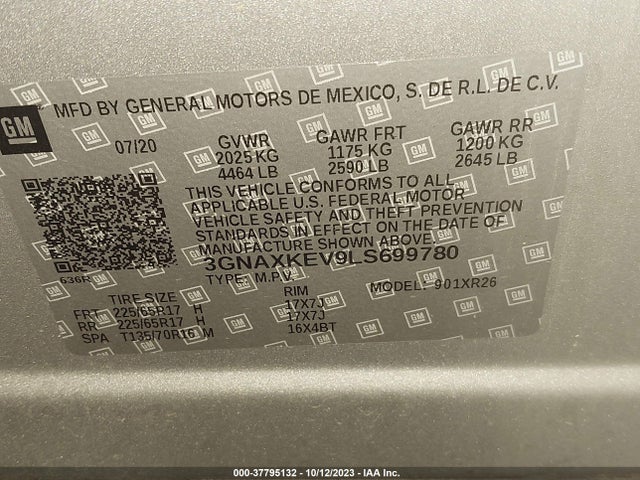 Chevrolet EQUINOX LT 2020 3GNAXKEV9LS699780 Image 9