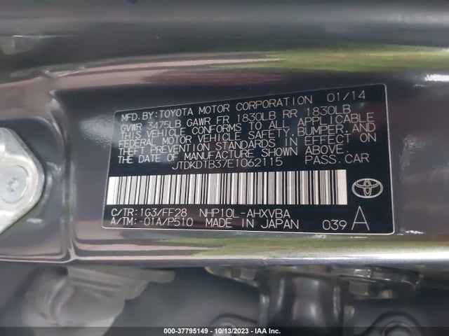 Toyota Prius C One/three/two/four 2014 JTDKDTB37E1062115 Image 9