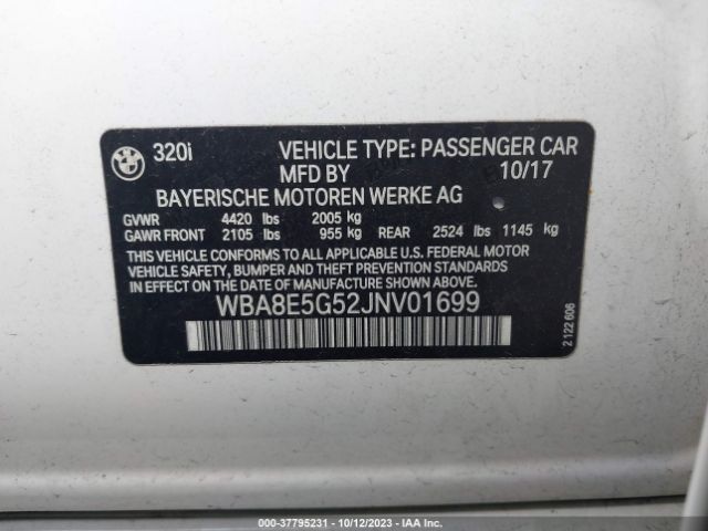 WBA8E5G52JNV01699 BMW 3 Series 320i Xdrive
