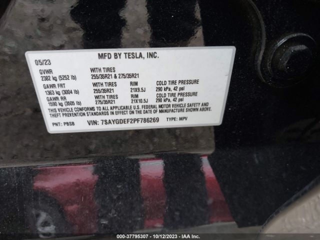 7SAYGDEF2PF786269 Tesla Model Y Performance
