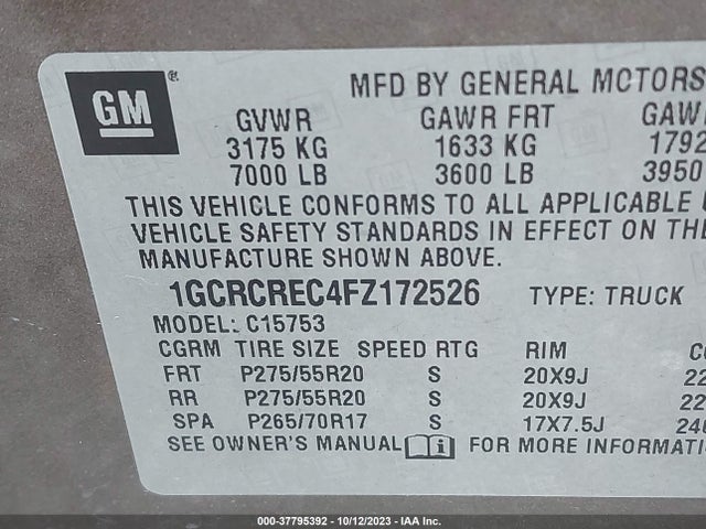 Chevrolet Silverado 1500 Lt 2015 1GCRCREC4FZ172526 Image 9