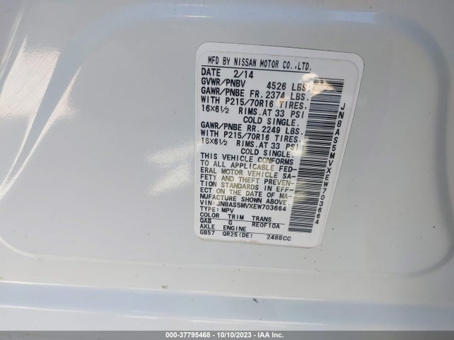 Nissan Rogue Select S 2014 JN8AS5MVXEW703664 Image 9