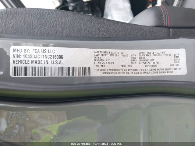 1C4SDJCT1NC216096 Dodge Durango R/t
