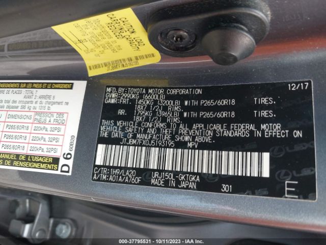 2018 LEXUS 460 JTJBM7FX0J5193195 Photo 8