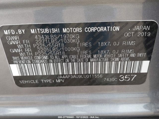 JA4AP3AU9LU011556 Mitsubishi Outlander Sport 2.0 Es