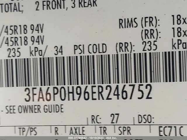 2014 FORD FUSION 3FA6P0H96ER246752 Photo 8