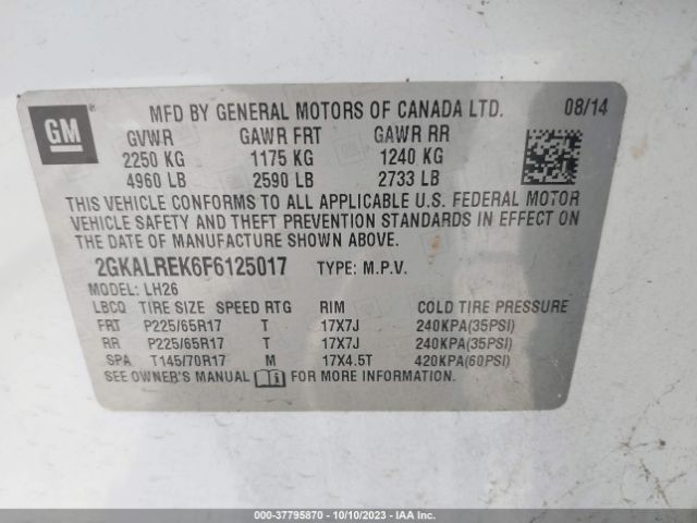 2GKALREK6F6125017 GMC Terrain Sle