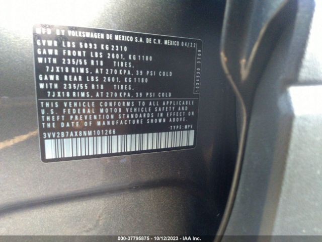 2022 VOLKSWAGEN TIGUAN 3VV2B7AX8NM101266 Photo 8