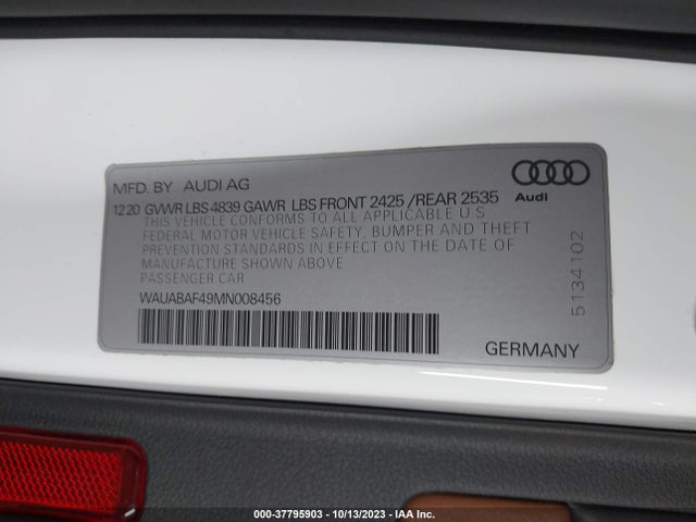 Audi A4 Sedan Premium 2021 WAUABAF49MN008456 Image 9