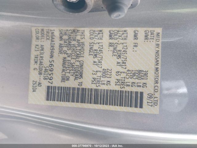 1N6AA1R94HN569597 Nissan TITAN XD S