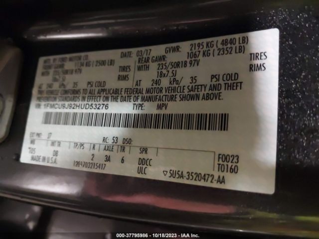 1FMCU9J92HUD53276 Ford Escape Titanium