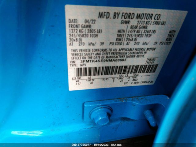 3FMTK4SE9NMA08685 Ford Mustang Mach-e Gt
