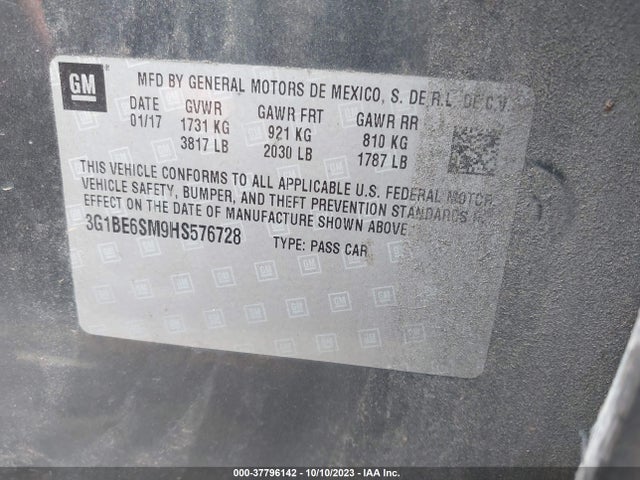 Chevrolet Cruze Lt Auto 2017 3G1BE6SM9HS576728 Image 9