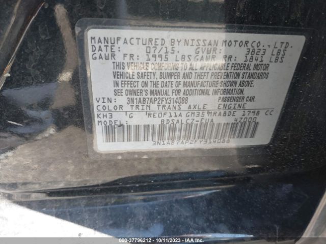 3N1AB7AP2FY314088 Nissan SENTRA S