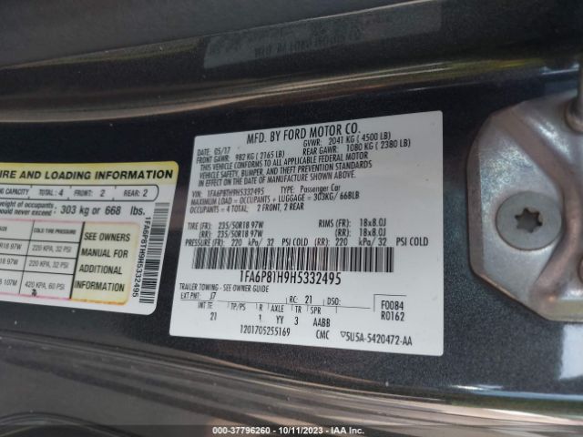 1FA6P8TH9H5332495 Ford Mustang Ecoboost