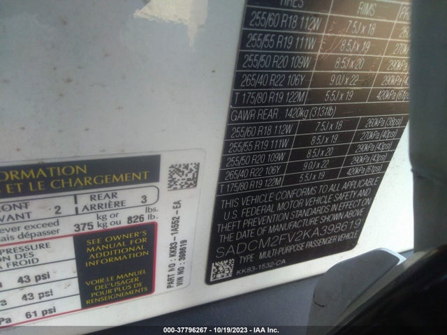 2019 JAGUAR F-PACE SADCM2FV2KA398619 Photo 8