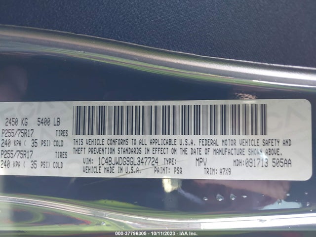 1C4BJWDG9GL347724 Jeep Wrangler Unlimited Sport