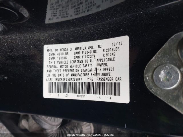 1HGCR2F35GA226847 Honda Accord Sedan Lx