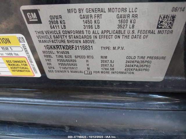 GMC Acadia Denali 2015 1GKKRTKD8FJ116831 Image 9