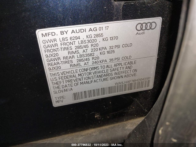 Audi Q7 Premium Plus 2017 WA1LHAF76HD043191 Image 9