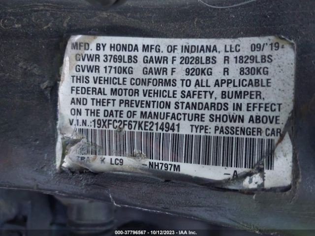 19XFC2F67KE214941 Honda Civic Sedan Lx