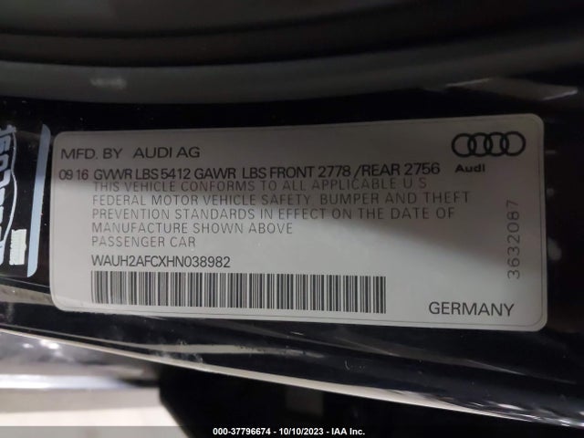 Audi A6 Prestige 2017 WAUH2AFCXHN038982 Image 9