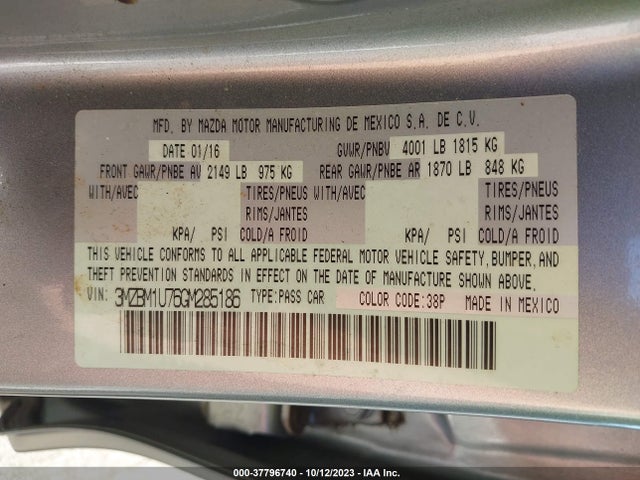 3MZBM1U76GM285186 Mazda Mazda3 I Sport