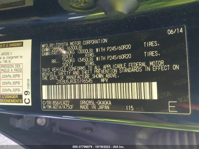 Toyota 4runner Limited 2014 JTEBU5JR3E5196545 Image 9