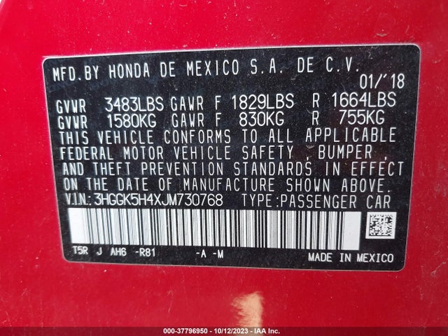 Honda FIT LX 2018 3HGGK5H4XJM730768 Image 9
