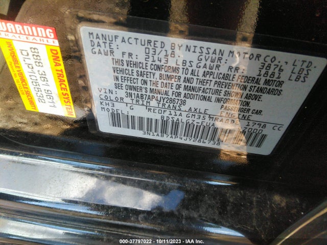 Nissan SENTRA SL 2018 3N1AB7AP4JY286738 Image 9