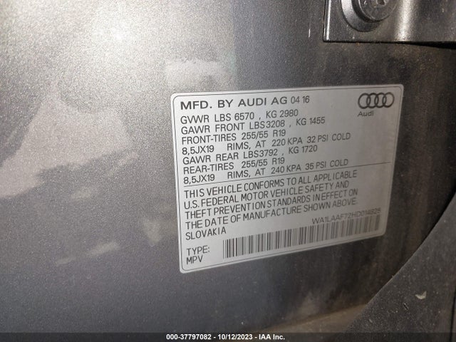 Audi Q7 Premium Plus 2017 WA1LAAF72HD014825 Image 9