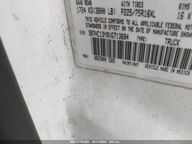 1997 DODGE RAM 1500 VIN: 3B7HC13Y8VG713684