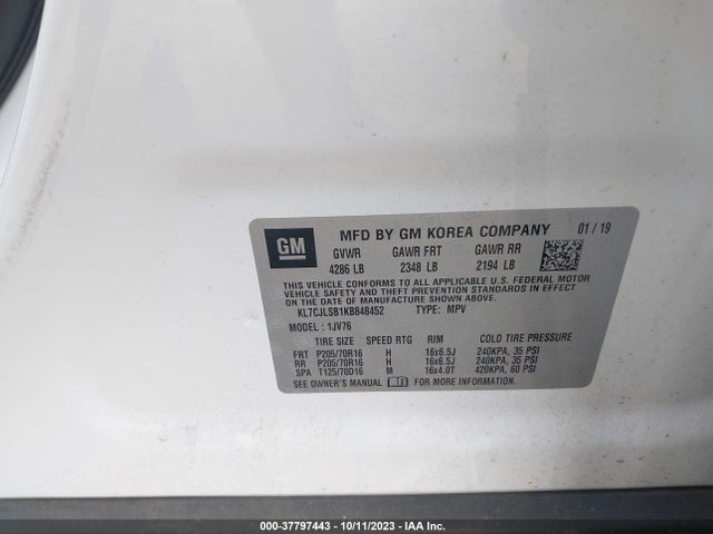 Chevrolet Trax Lt 2019 KL7CJLSB1KB848452 Image 9