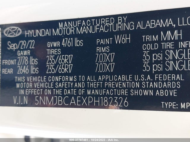 Hyundai TUCSON SEL 2023 5NMJBCAEXPH182326 Image 9