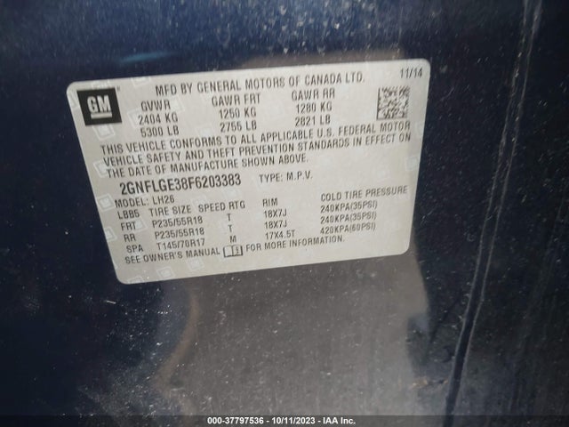 Chevrolet Equinox 2lt 2015 2GNFLGE38F6203383 Image 9