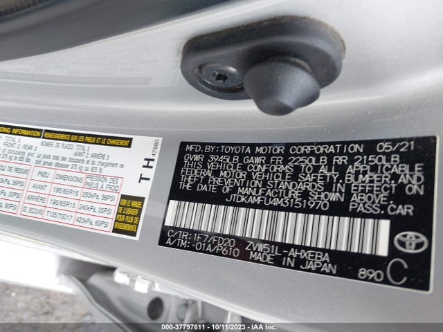 Toyota Prius L 2021 JTDKAMFU4M3151970 Image 9