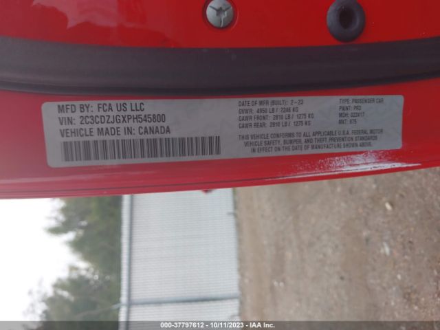 2C3CDZJGXPH545800 Dodge Challenger Gt