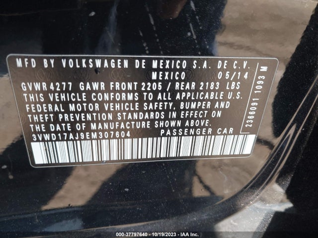 3VWD17AJ9EM307604 Volkswagen Jetta Sedan Se
