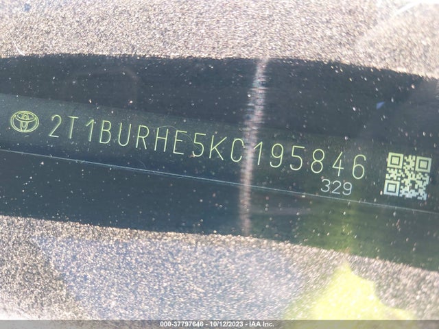 2019 TOYOTA COROLLA L/LE/SE/XLE/XSE VIN: 2T1BURHE5KC195846