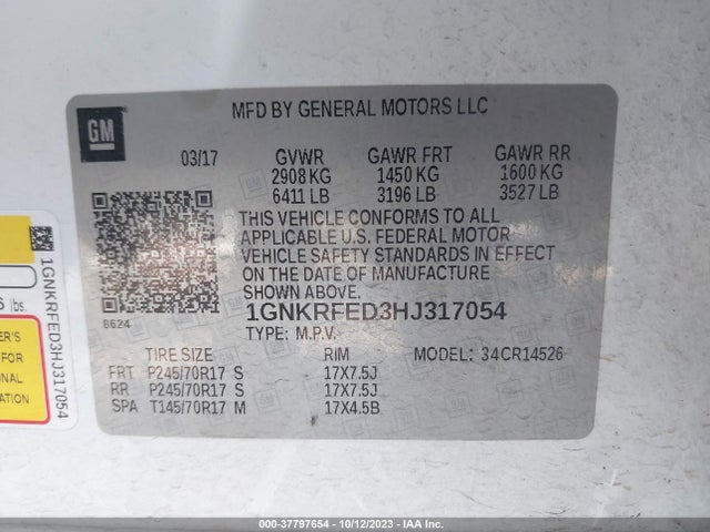 Chevrolet Traverse Ls 2017 1GNKRFED3HJ317054 Image 9