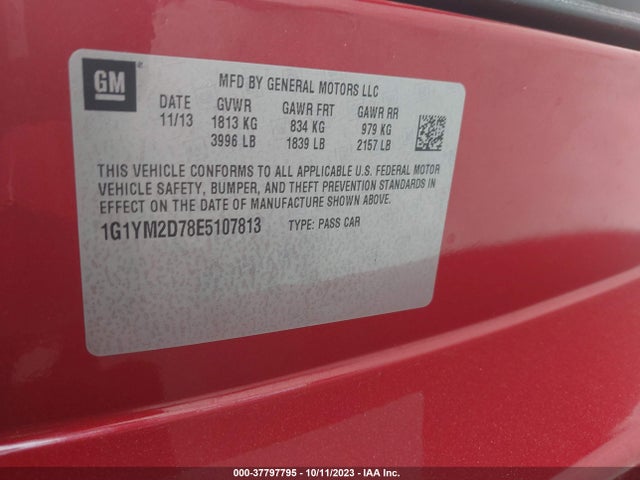 Chevrolet Corvette Stingray Z51 2014 1G1YM2D78E5107813 Image 9